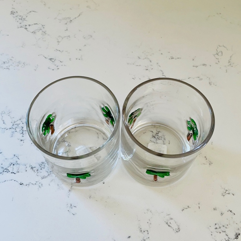 Crate&barrel 🌴Palm Tree Old-Fashioned Glasses - Picture 5 of 12